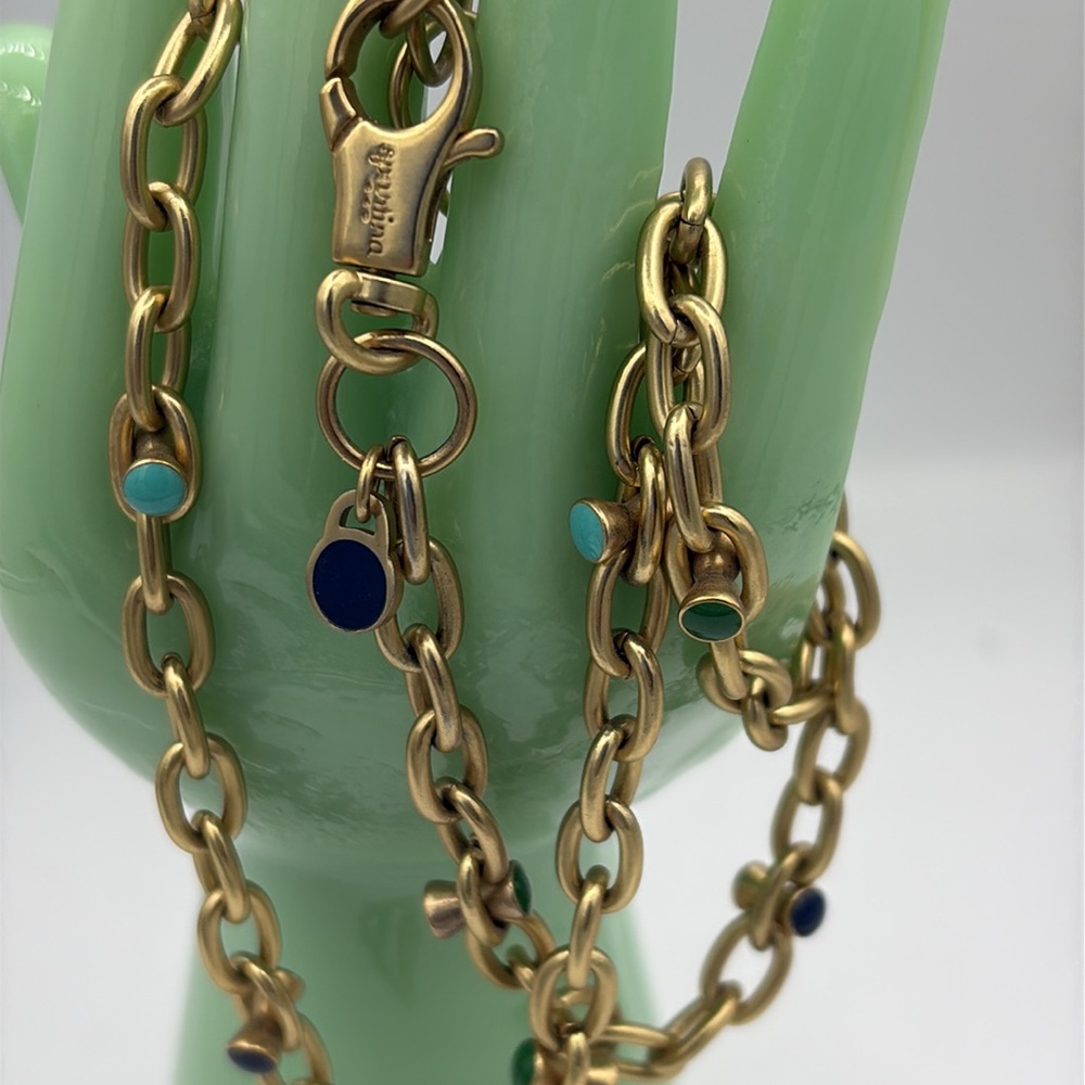 Spartina 449 14kt Gold Plated Necklace with Colorful Enamel Embellishments